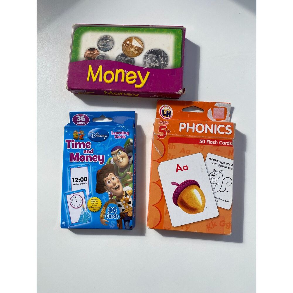 Disney kids Flash cards -money, time & money and Phonics